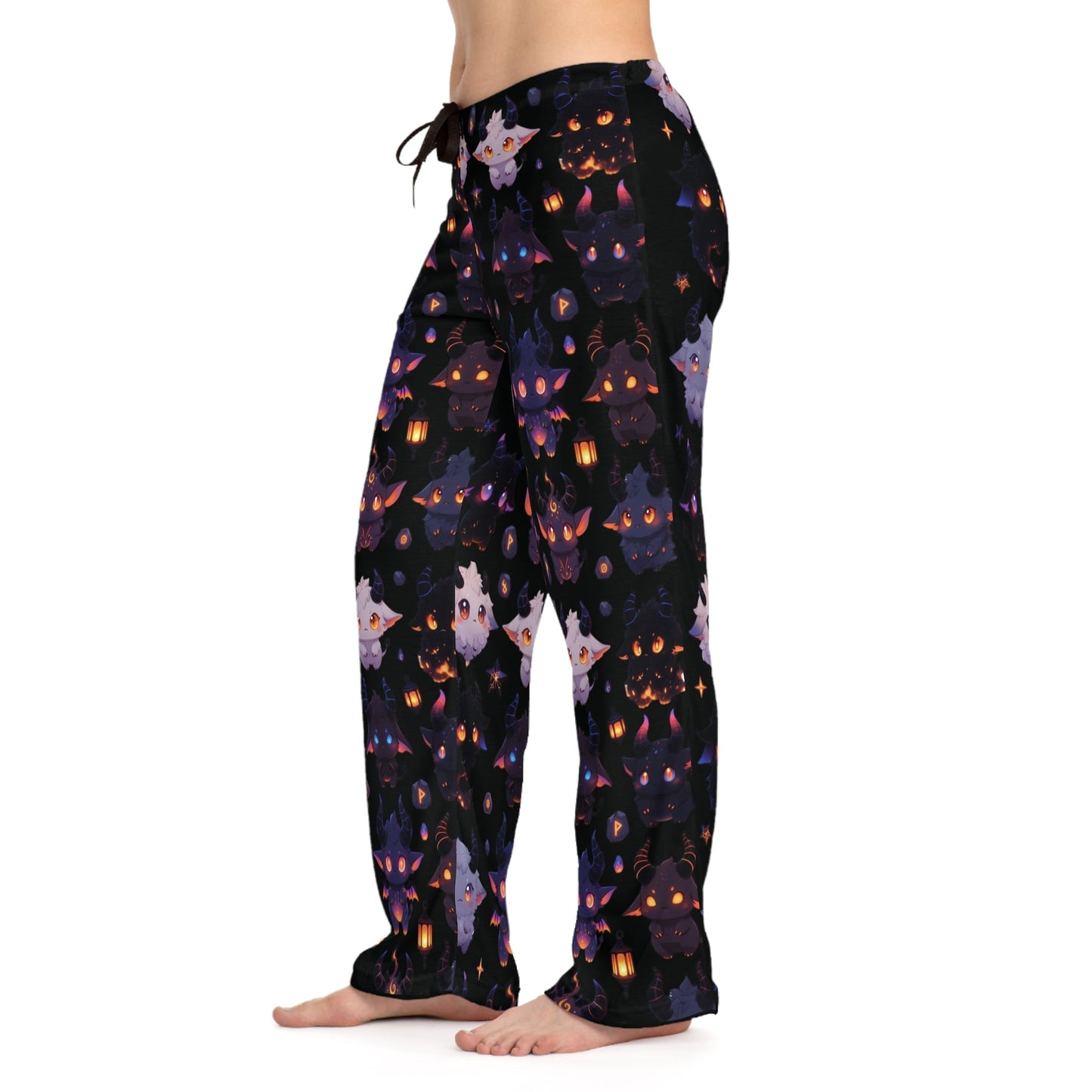 Spooky Kawaii Pajama Pants, Cute Spooky Critters All-Over-Print Sleepwear Printify