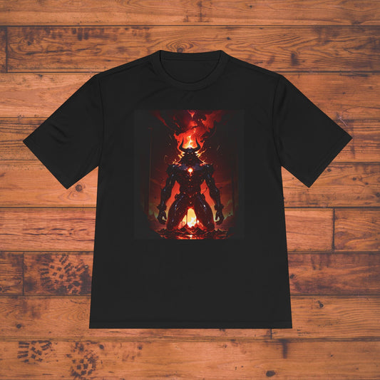 Fiery Demon Graphic Tee, Dark Fantasy Flame Warrior T-Shirt Printify