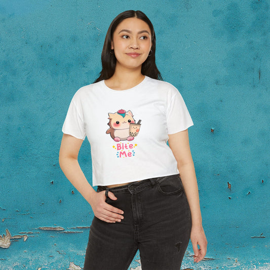 Cute Kawaii with Boba Crop Top | Bite Me Printify