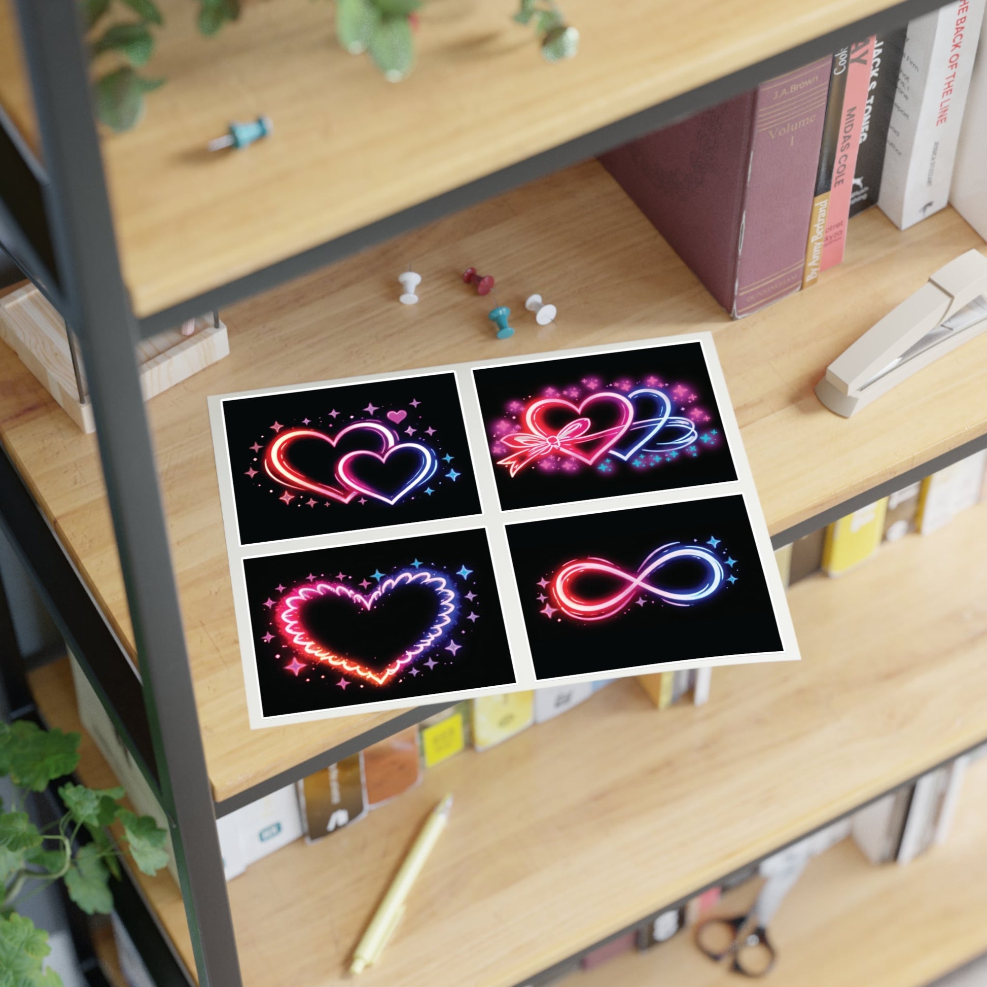 Neon Hearts Sticker Sheet Printify