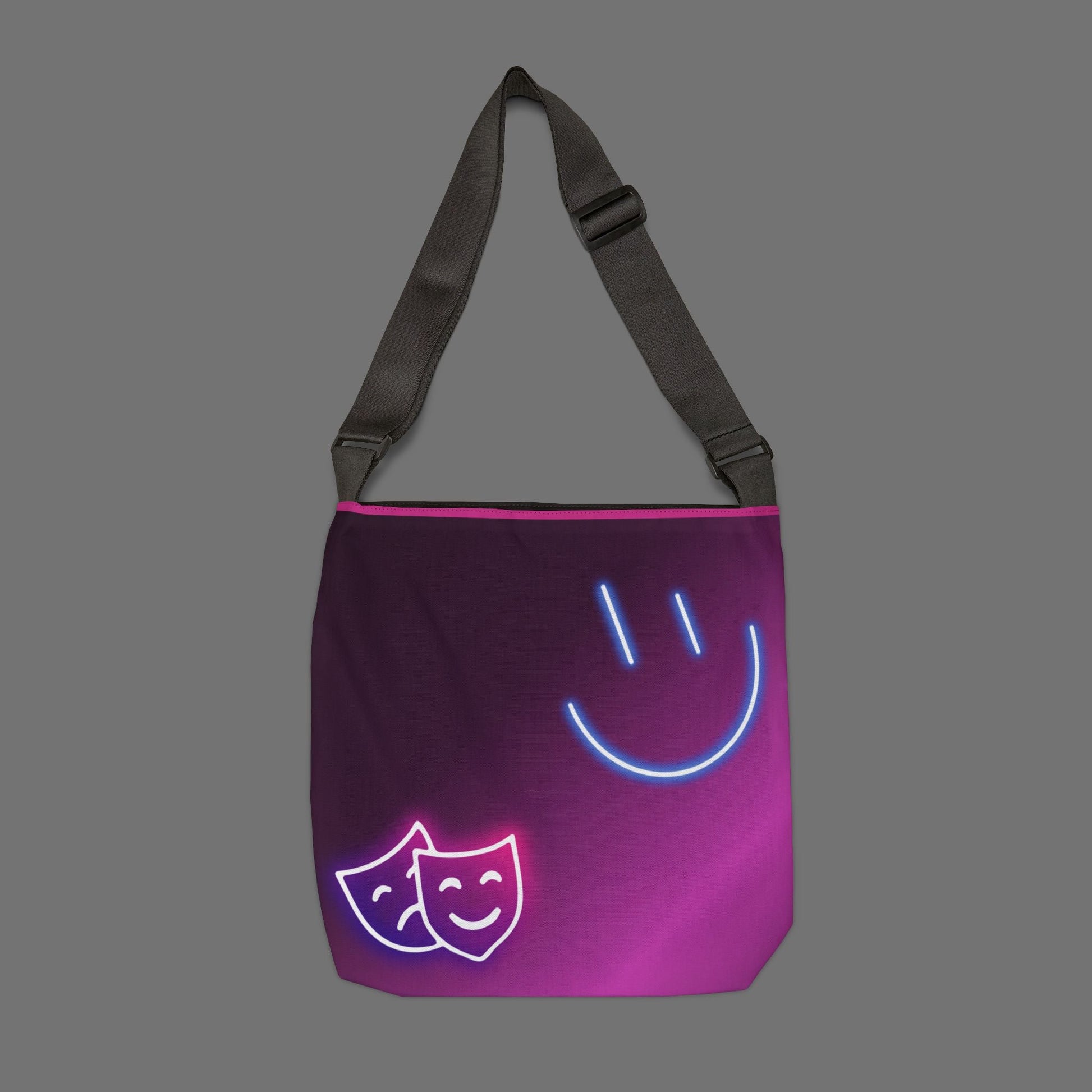 Neon Smiley Face Tote Bag Printify
