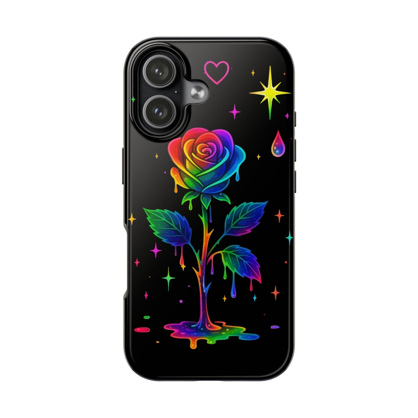 Rainbow Dripping Rose Phone Case | Tough Phone Cases Printify