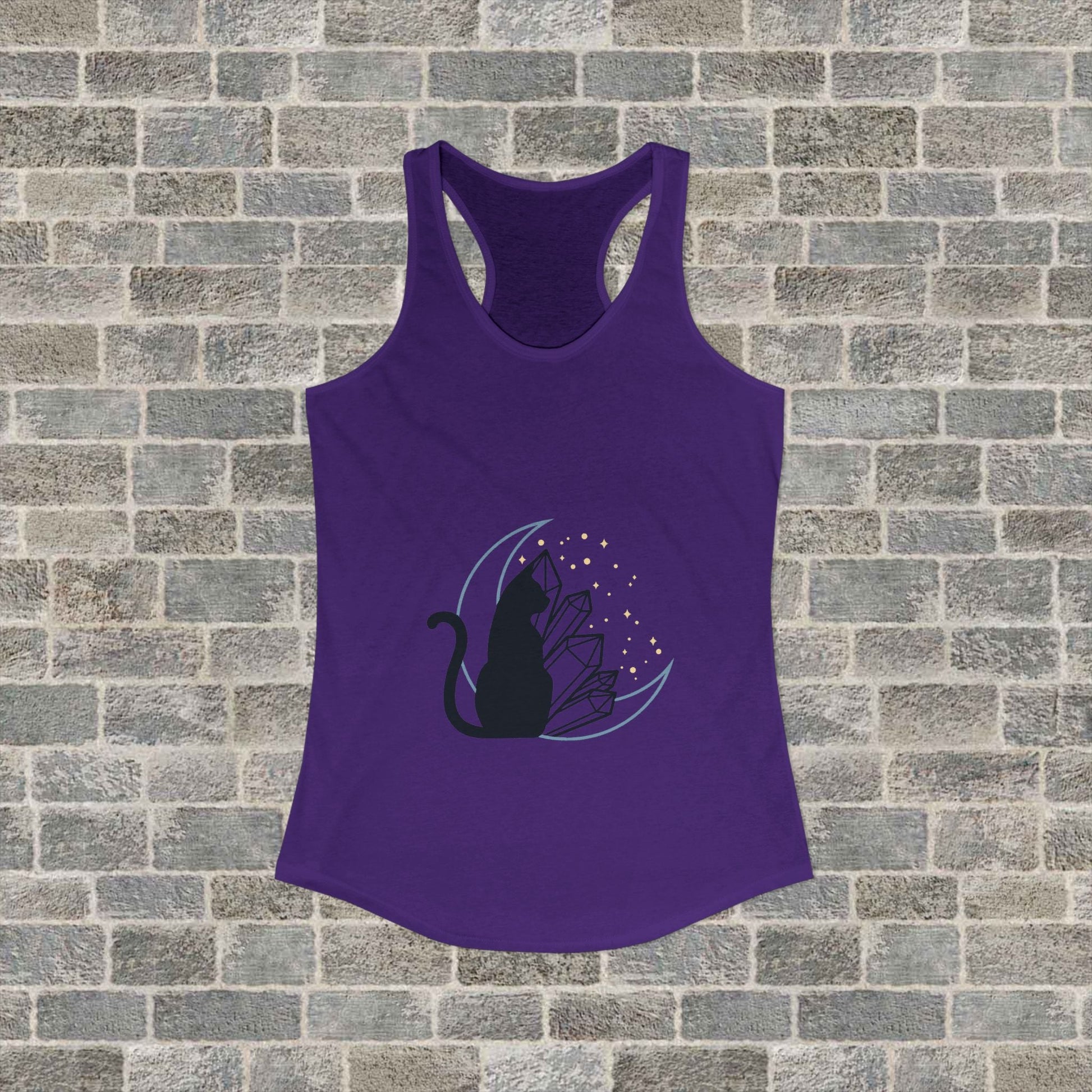 Women's Ideal Racerback Tank with Lunar Cat and Crystals Printify
