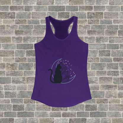 Women's Ideal Racerback Tank with Lunar Cat and Crystals Printify