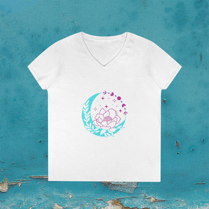 Lotus Moon V‑Neck T‑Shirt Printify