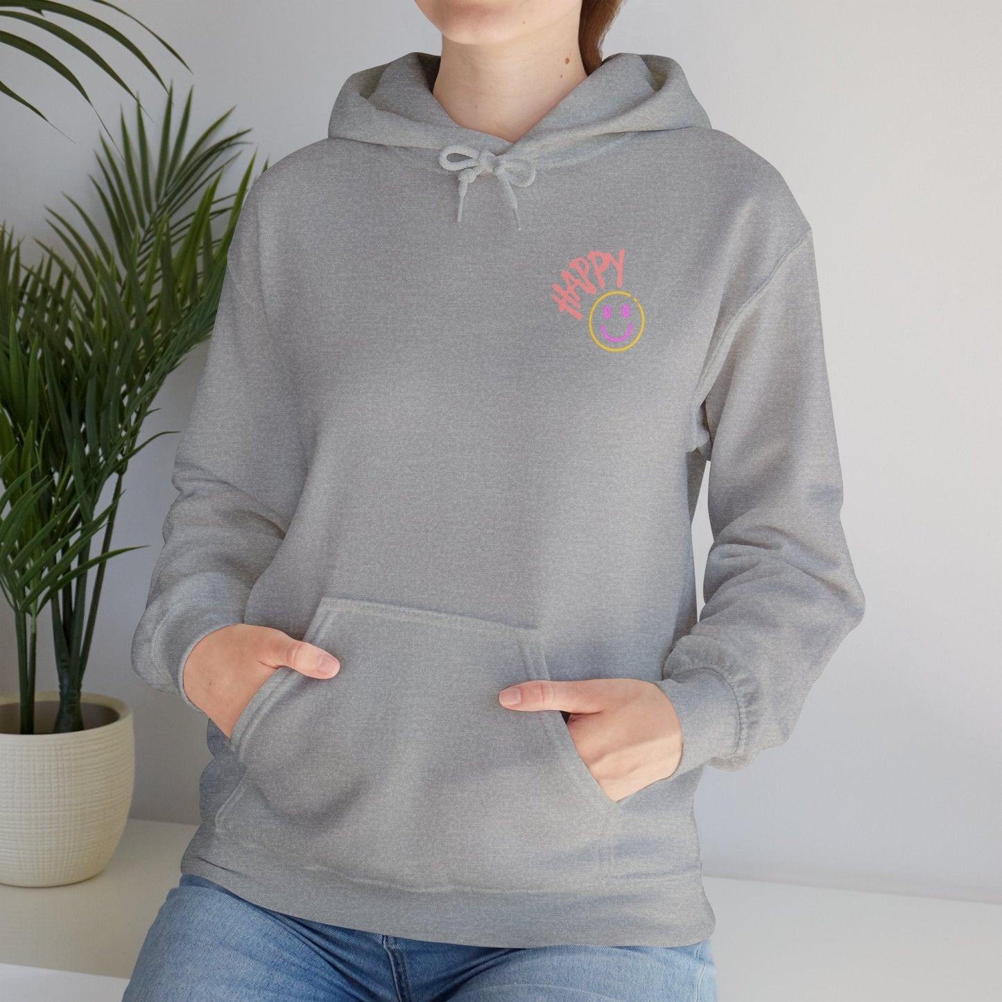 Neon Smiley Face Collage Hoodie Printify