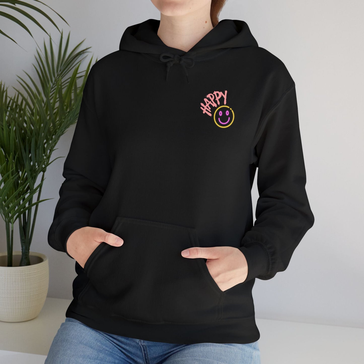 Neon Smiley Face Collage Hoodie Printify