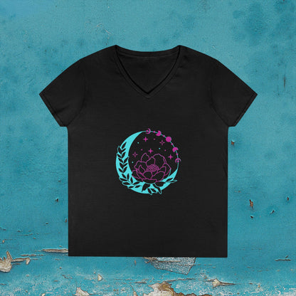 Lotus Moon V‑Neck T‑Shirt Printify