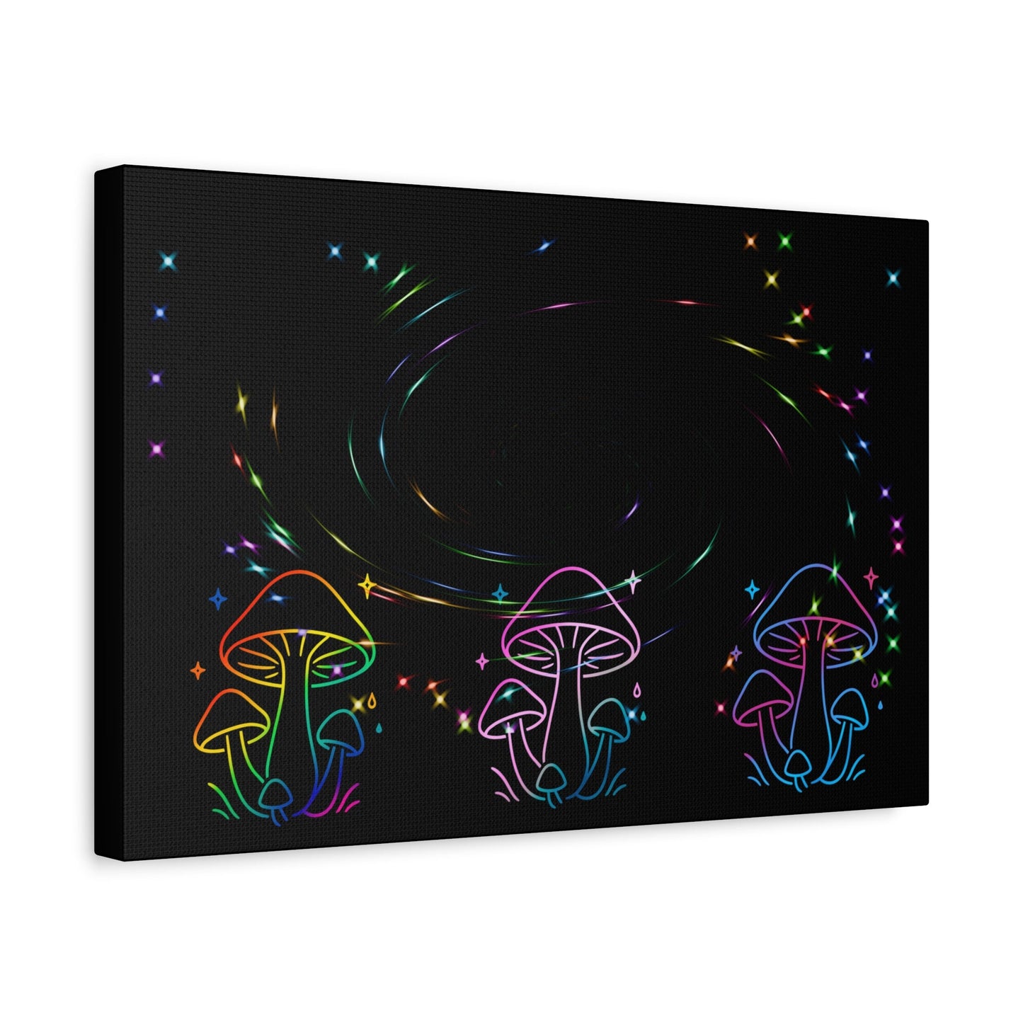Psychedelic Neon Mushrooms Canvas Print Printify