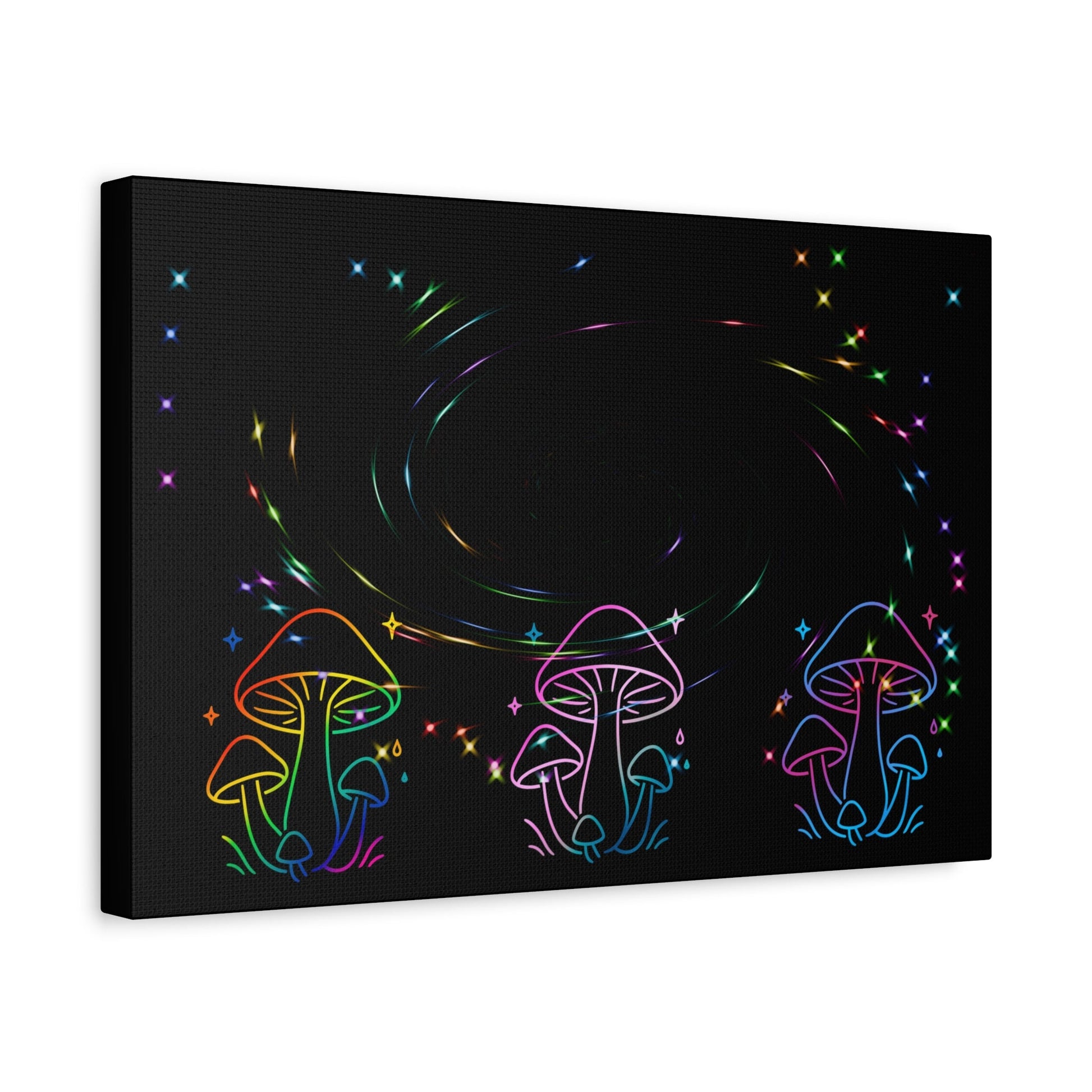 Psychedelic Neon Mushrooms Canvas Print Printify