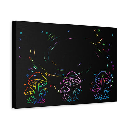 Psychedelic Neon Mushrooms Canvas Print Printify