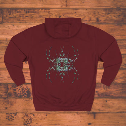 Kaleidoscope Geometric Hoodie, Symmetrical Green Mandala Back Print Printify