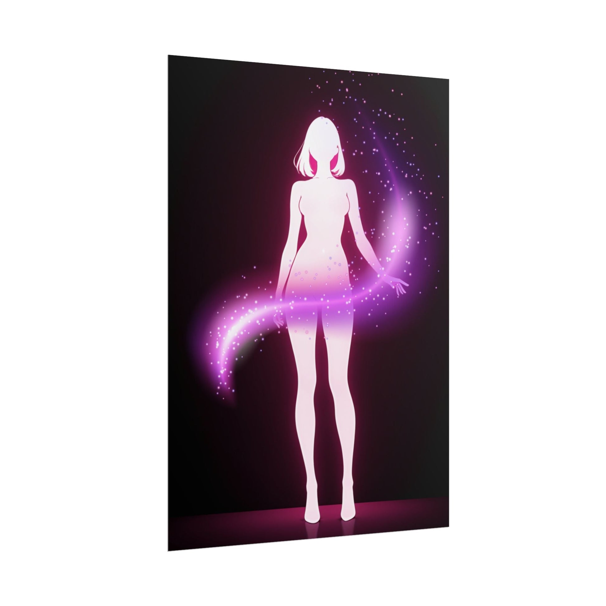 Magic Aura Poster — Pink Silhouette Fantasy Wall Art (Rolled Poster) Printify