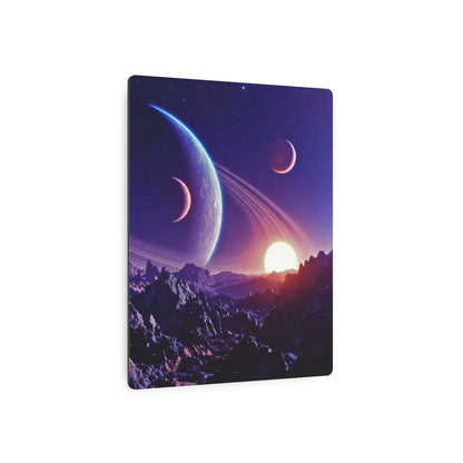 Cosmic Planet Sunset Metal Art Sign | Space Landscape Wall Decor Printify