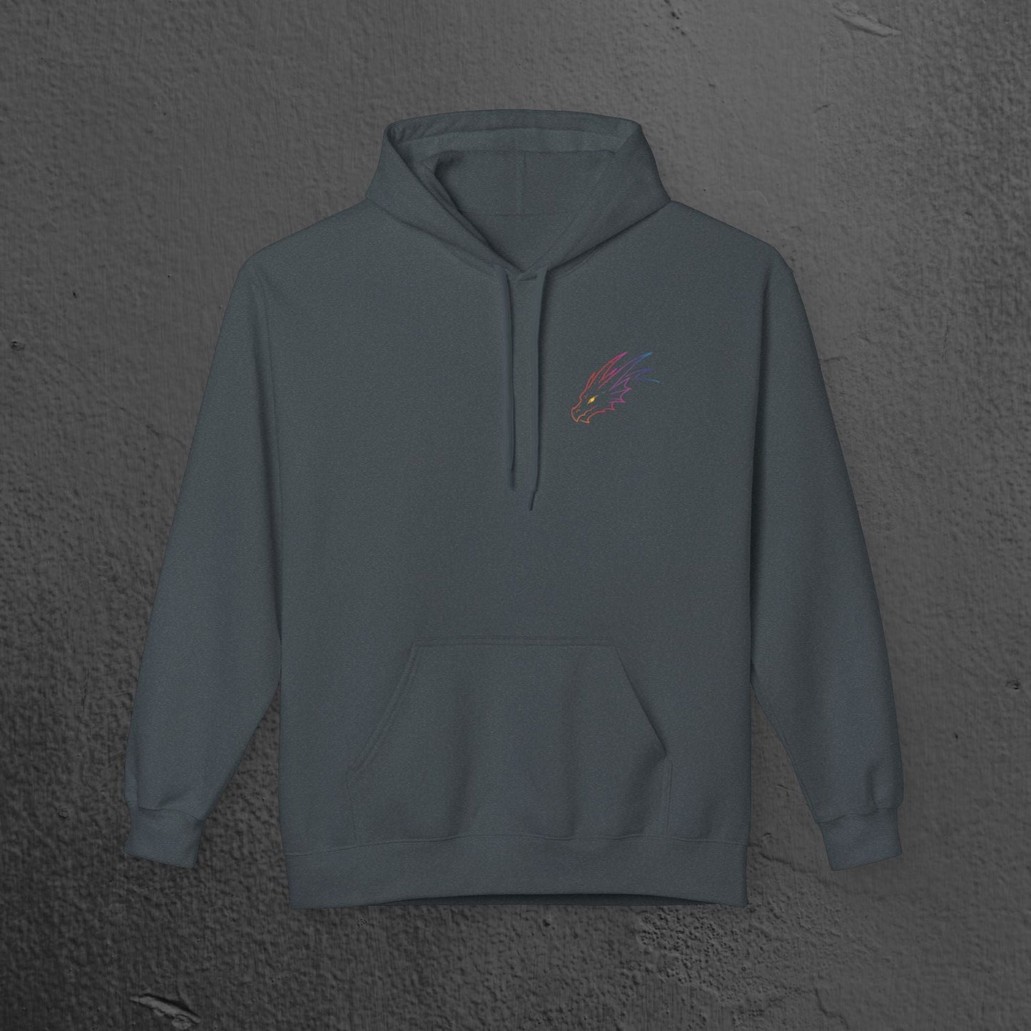 Neon Line Art, Rainbow Dragon Hoodie Printify