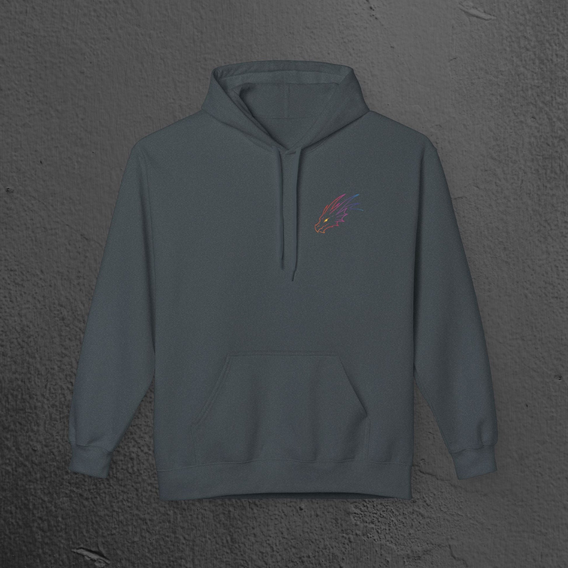 Neon Line Art, Rainbow Dragon Hoodie Printify