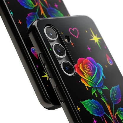 Rainbow Dripping Rose Phone Case | Tough Phone Cases Printify