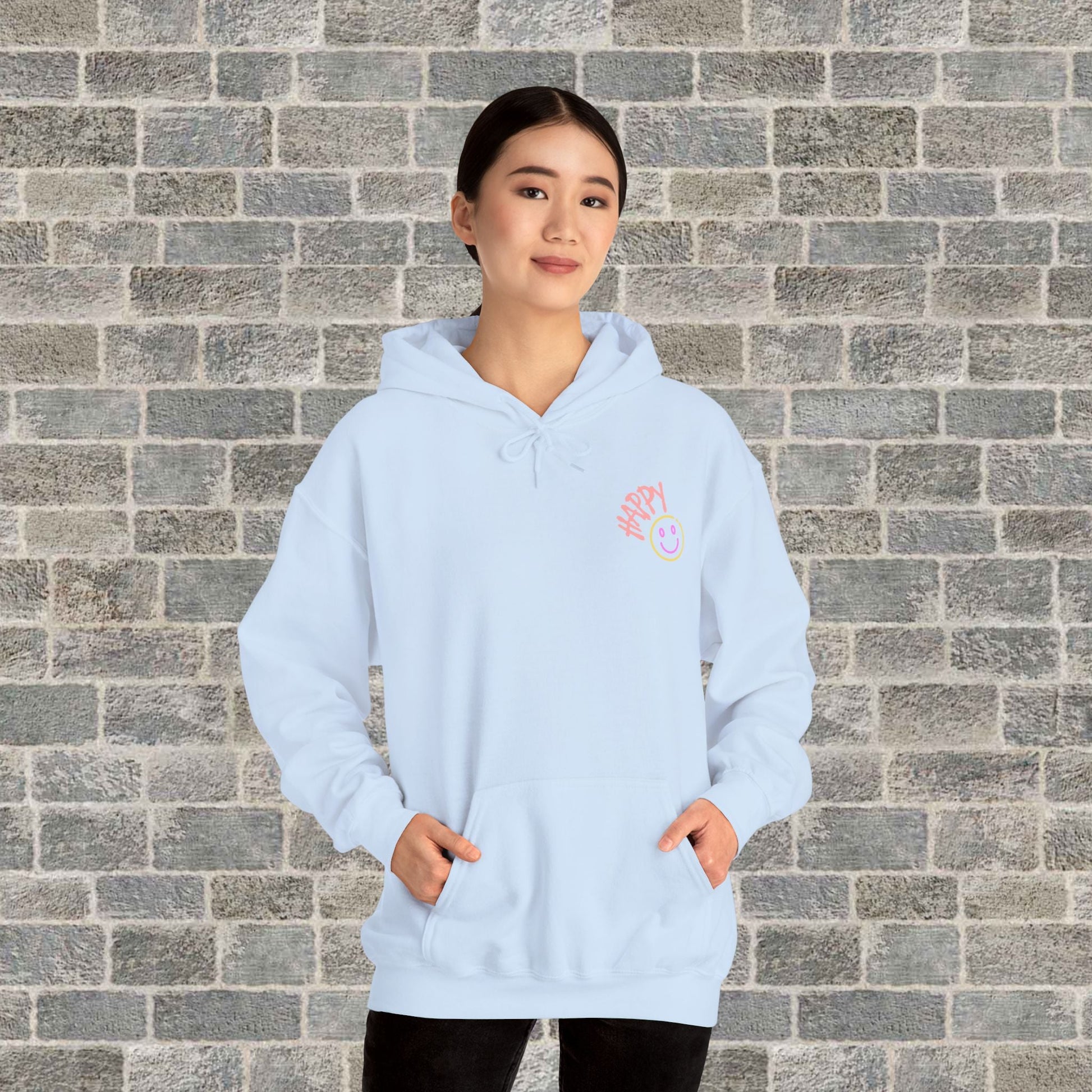 Neon Smiley Face Collage Hoodie Printify