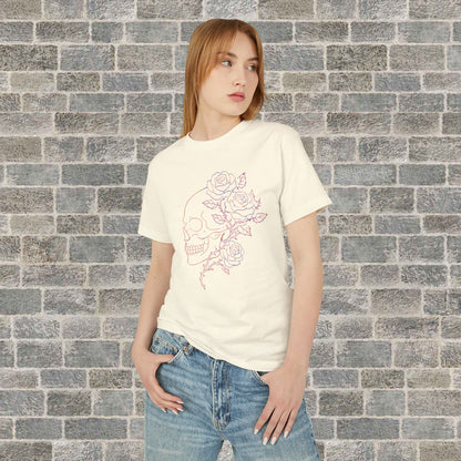 Skull & Roses Graphic Tee/ Gothic Floral Skull T‑Shirt Printify