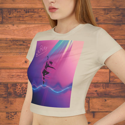 Neon Aerialist Dancer Crop Tee | Pink Purple Vaporwave Printify