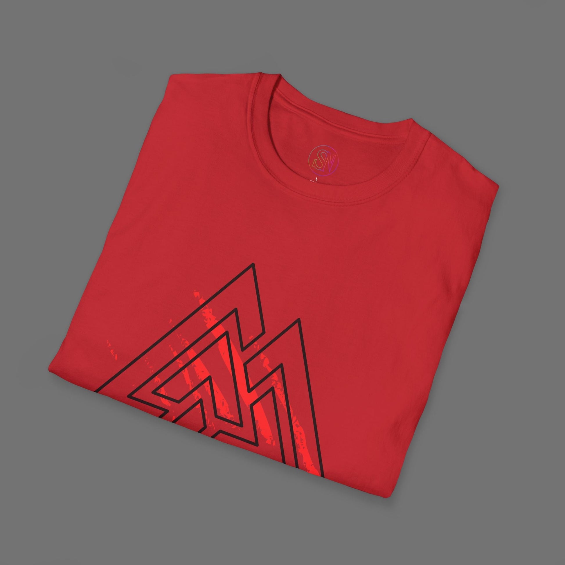 Valknut Rune T-Shirt, Distressed Norse Symbol Tee Printify