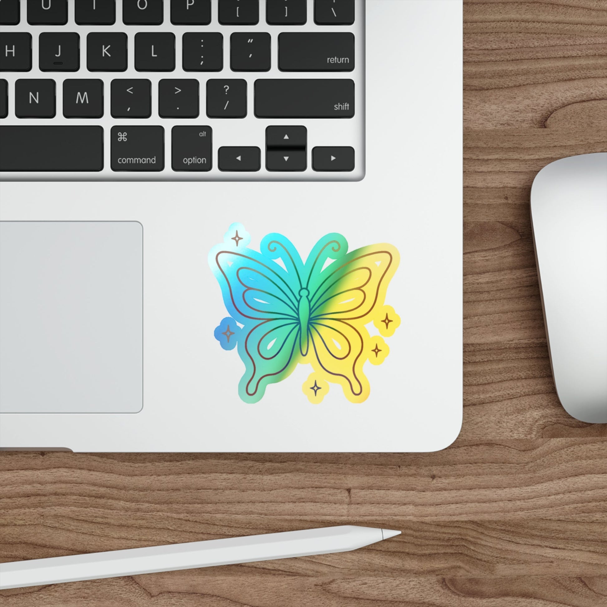 Holographic Butterfly Die-Cut Sticker, Rainbow Shimmer Printify
