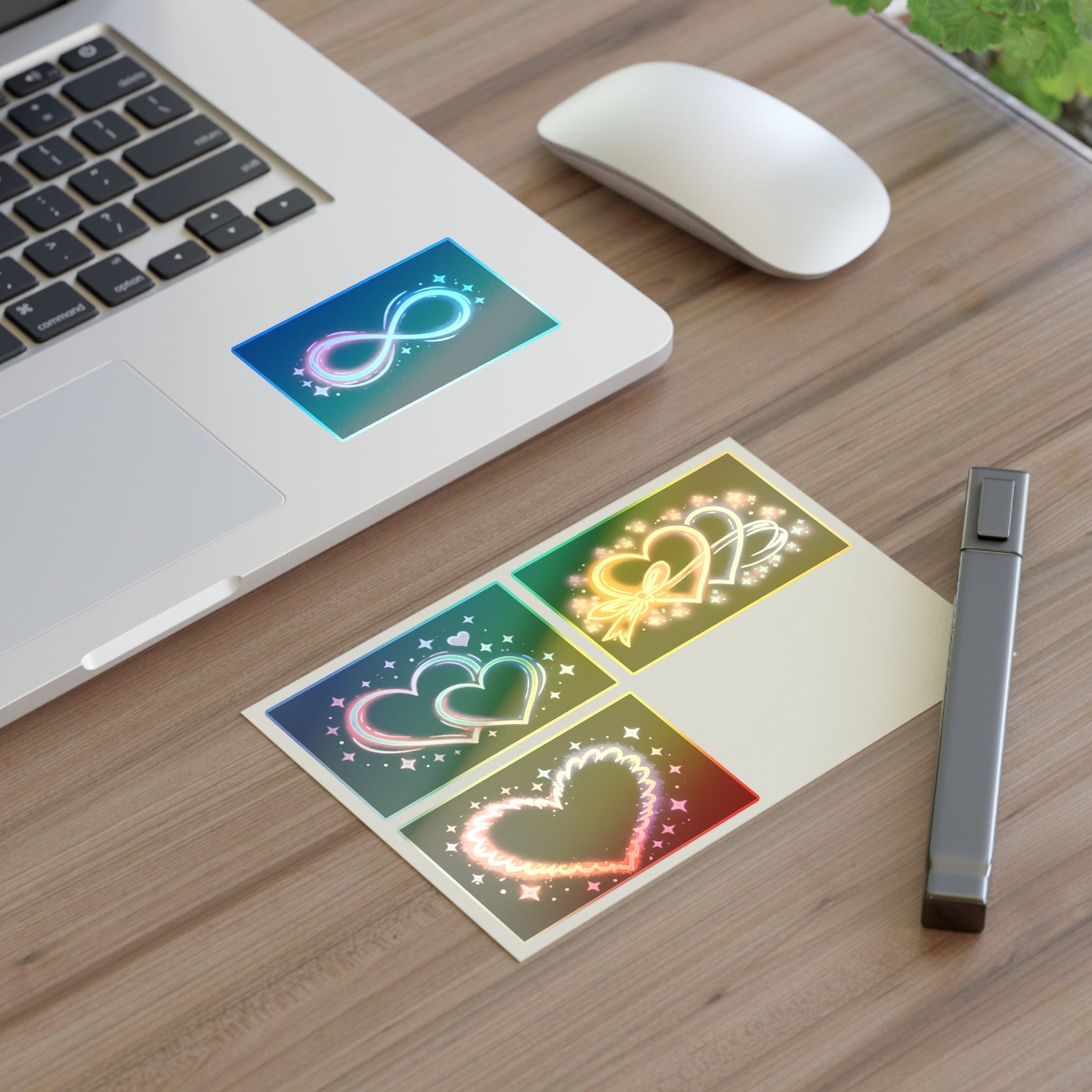 Neon Hearts Sticker Sheet Printify