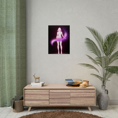 Magic Aura Poster — Pink Silhouette Fantasy Wall Art (Rolled Poster) Printify