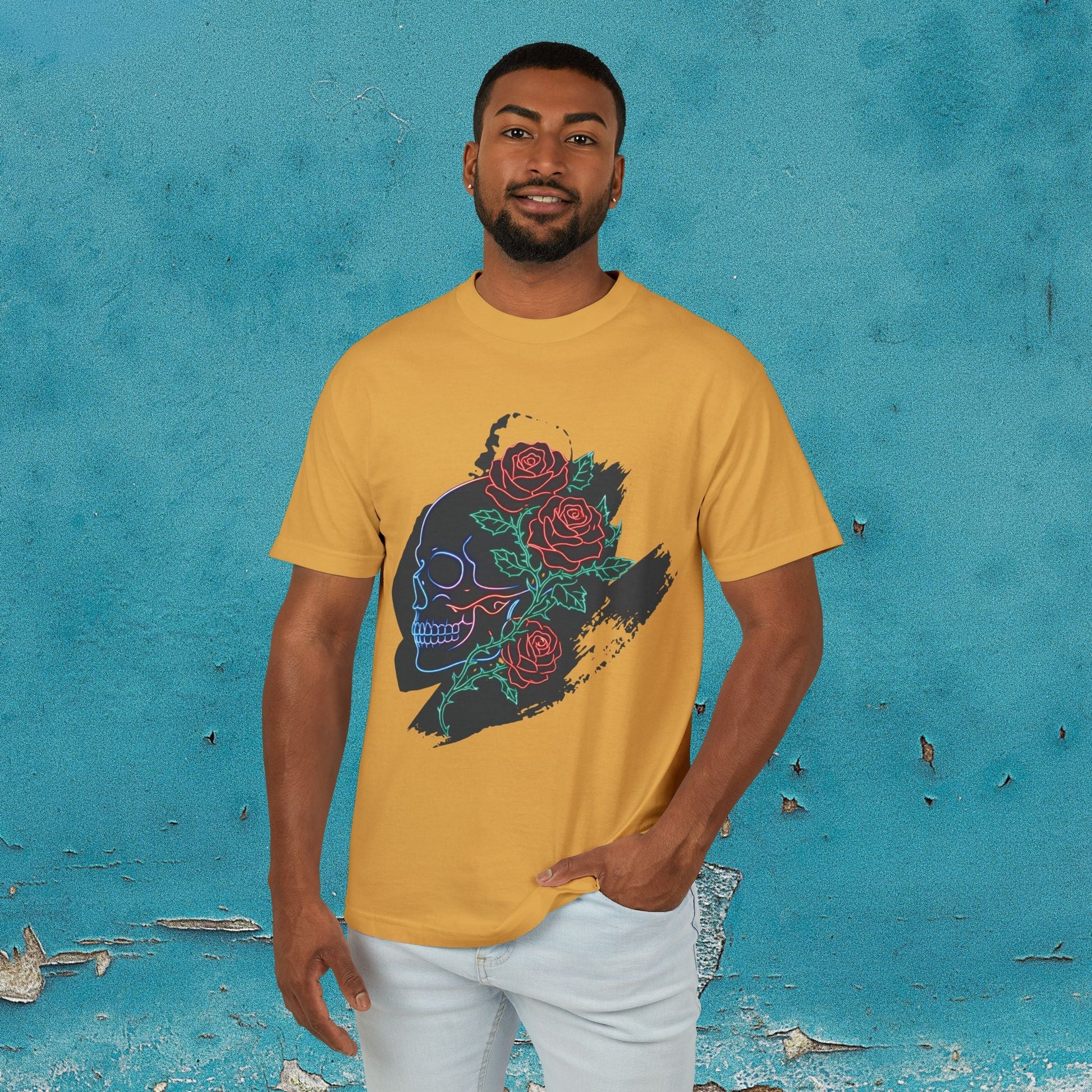 Skull & Roses Graphic Tee/ Gothic Floral Skull T‑Shirt Printify