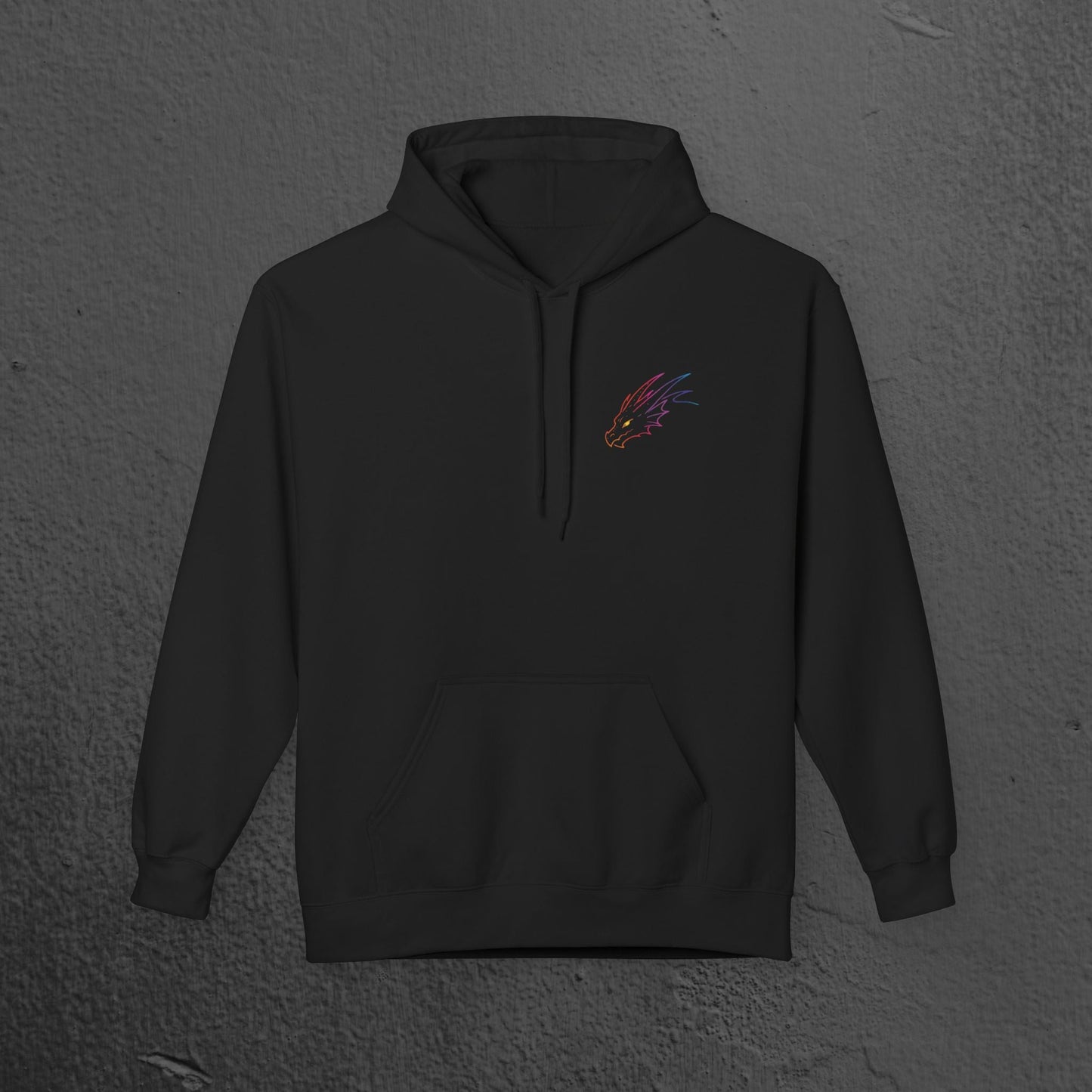 Neon Line Art, Rainbow Dragon Hoodie Printify