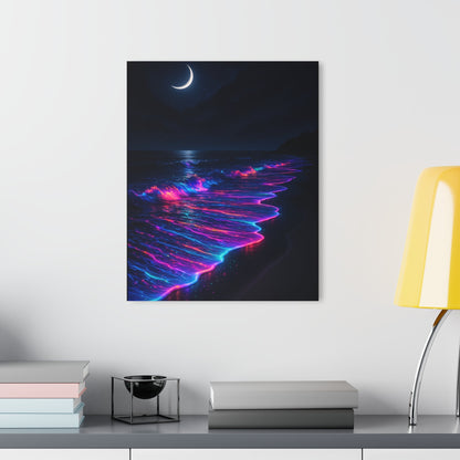 Neon Bioluminescent Waves Acrylic Print | French Cleat Hanging Printify