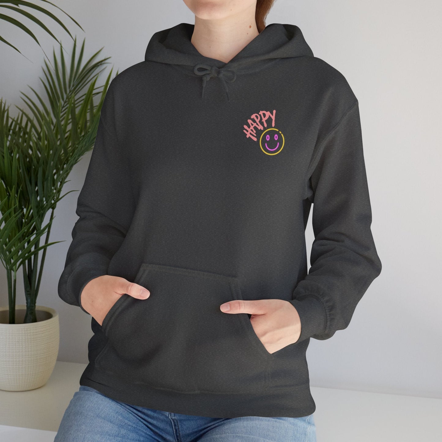 Neon Smiley Face Collage Hoodie Printify