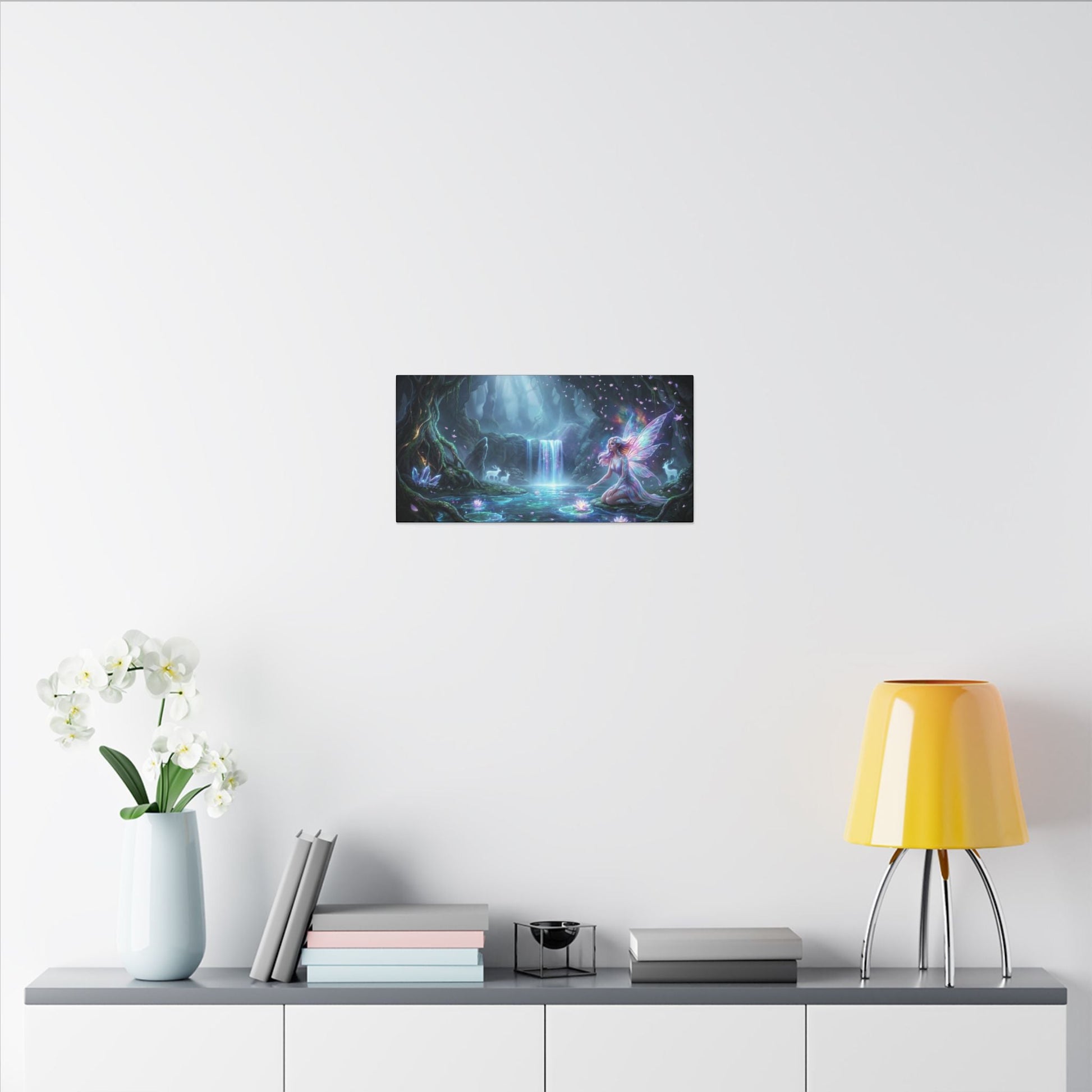 Moonlit Fairy Waterfall Canvas | Stretched Matte Wall Art Printify