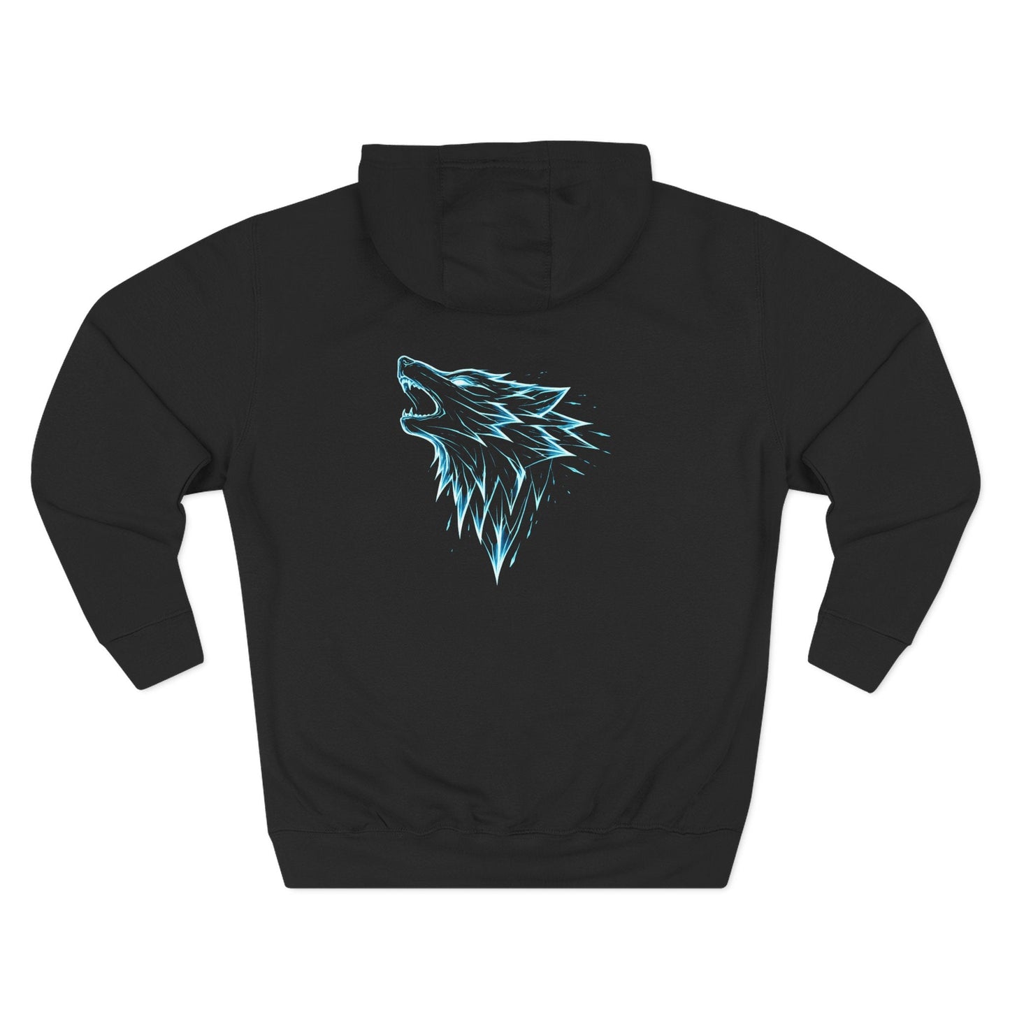 Three-Panel Snow Wolf Fleece Hoodie Printify