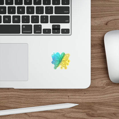 Holographic Butterfly Die-Cut Sticker, Rainbow Shimmer Printify