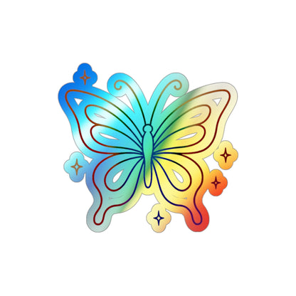 Holographic Butterfly Die-Cut Sticker, Rainbow Shimmer Printify