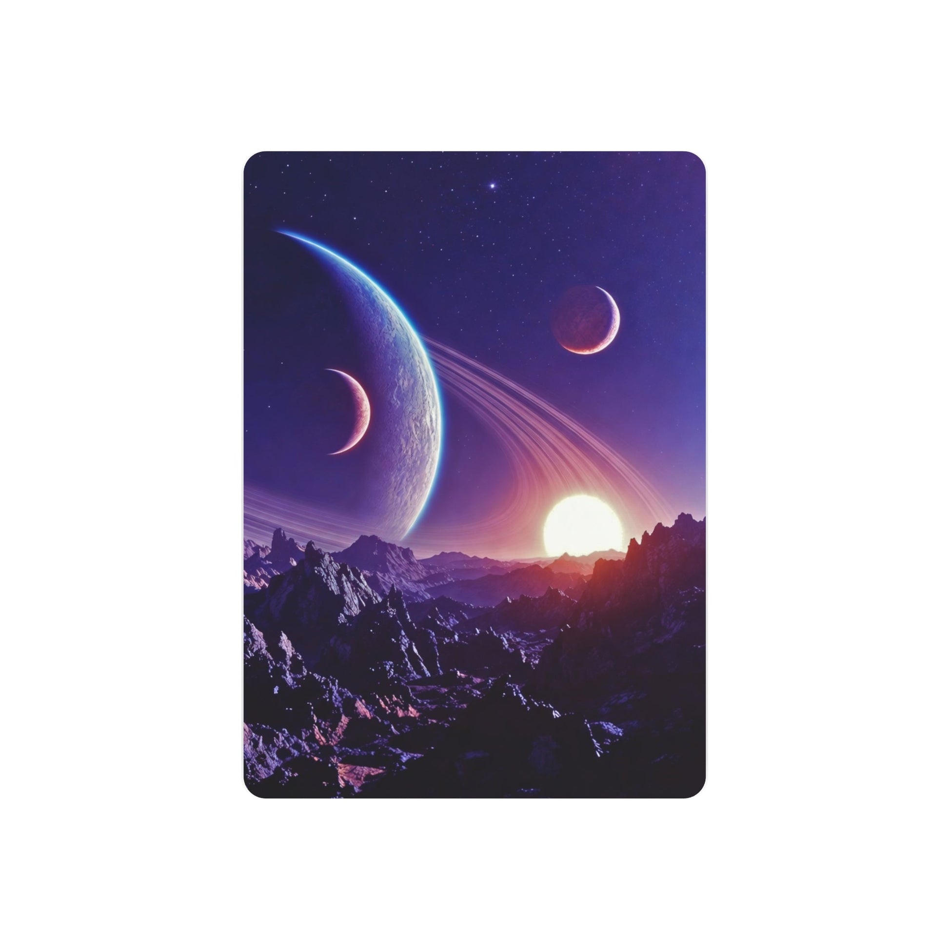 Cosmic Planet Sunset Metal Art Sign | Space Landscape Wall Decor Printify