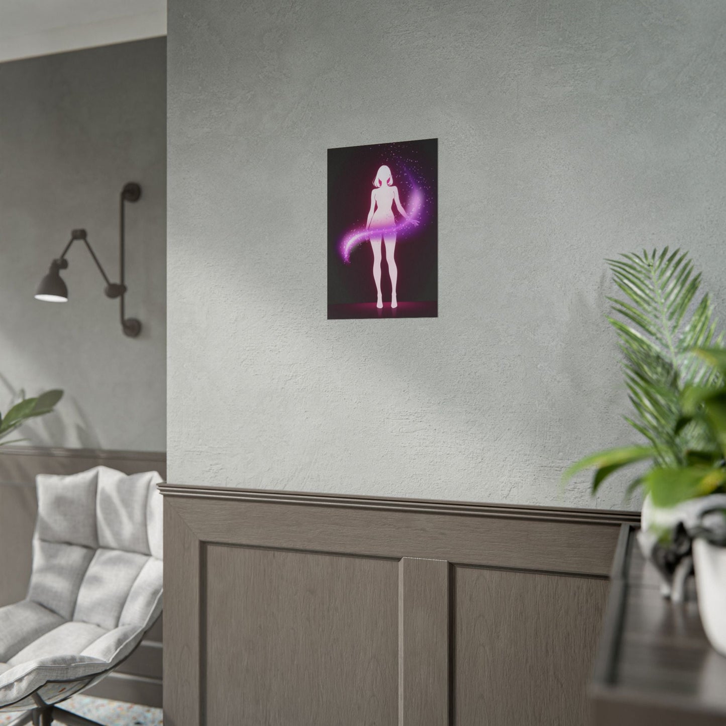 Magic Aura Poster — Pink Silhouette Fantasy Wall Art (Rolled Poster) Printify