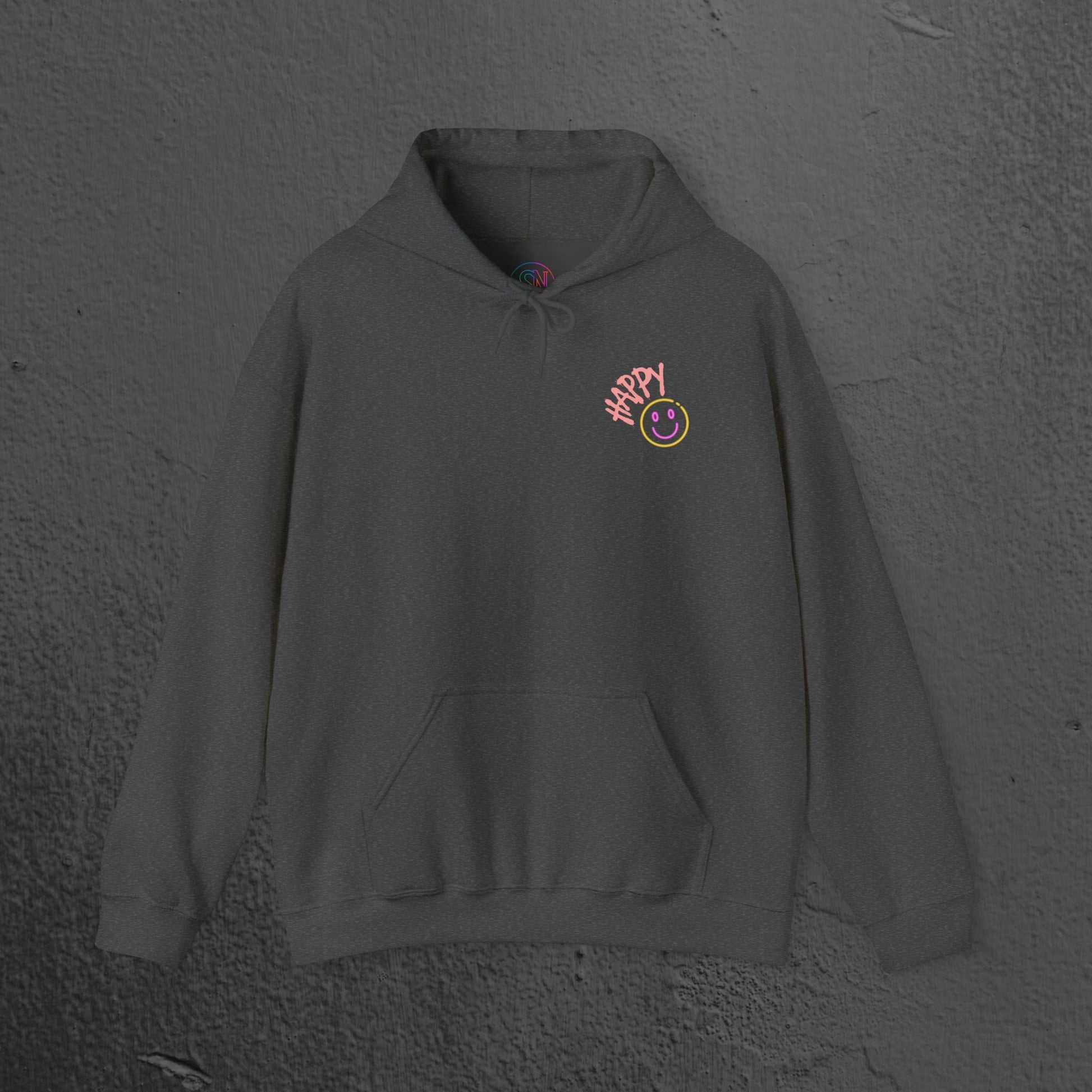 Neon Smiley Face Collage Hoodie Printify