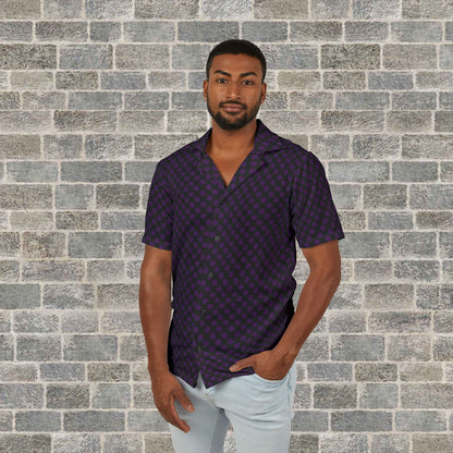 Men's Purple Floral, Retro Hawaiian Button-Up Camp Shirt Printify