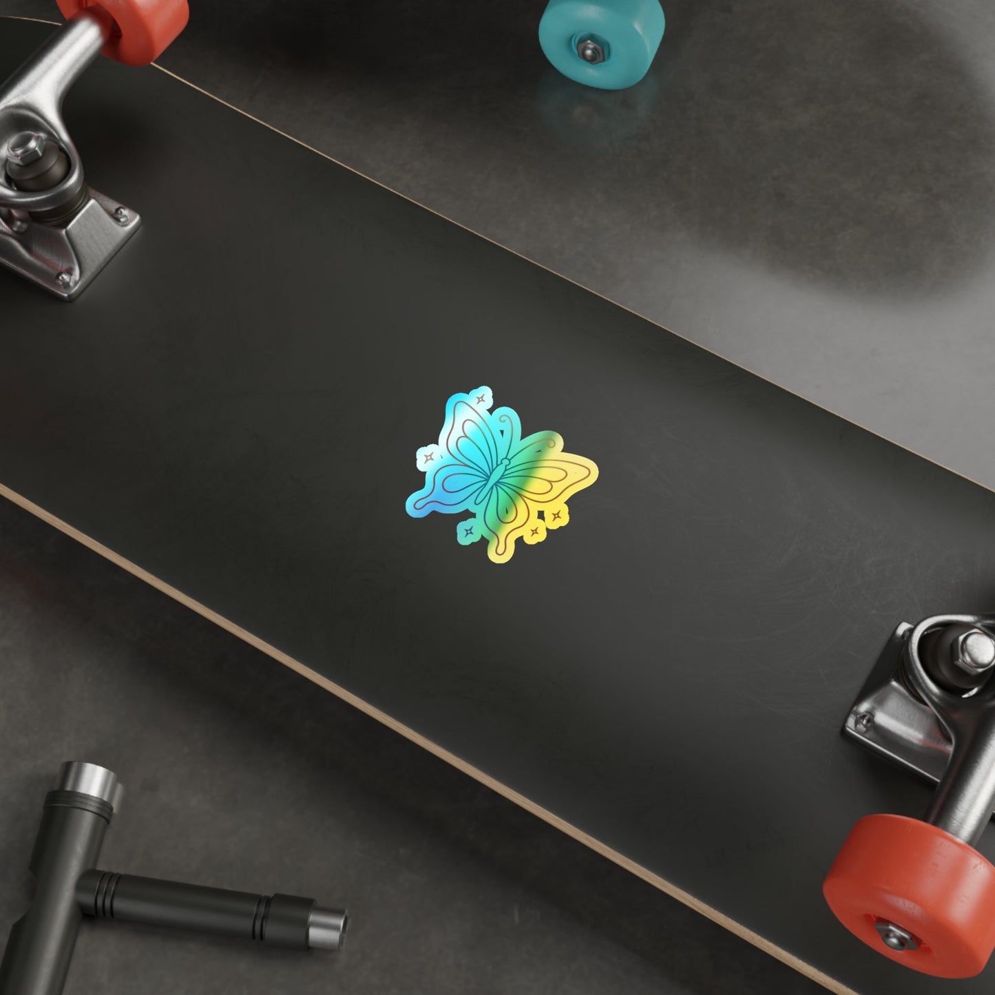 Holographic Butterfly Die-Cut Sticker, Rainbow Shimmer Printify