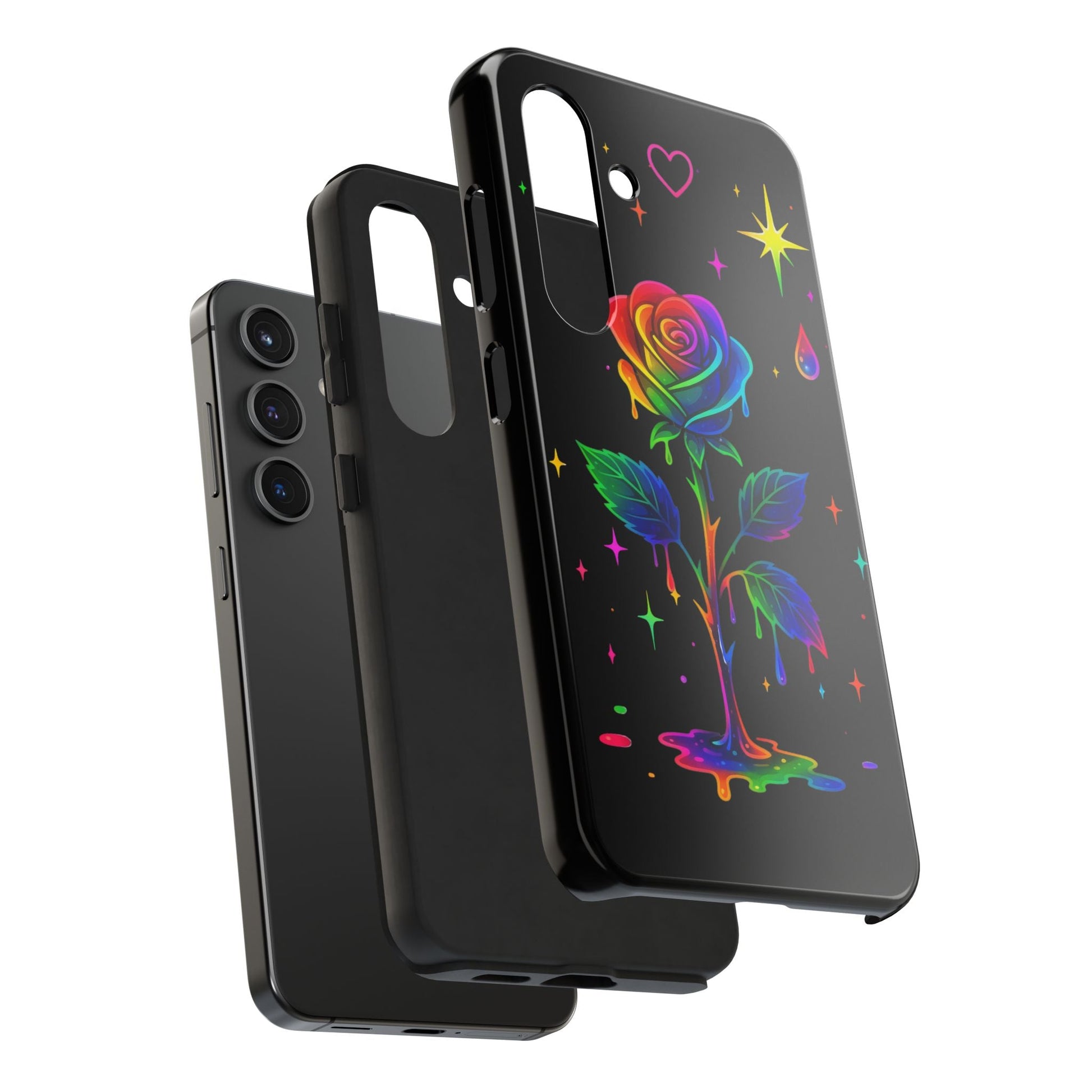 Rainbow Dripping Rose Phone Case | Tough Phone Cases Printify