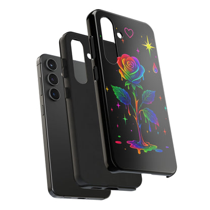 Rainbow Dripping Rose Phone Case | Tough Phone Cases Printify