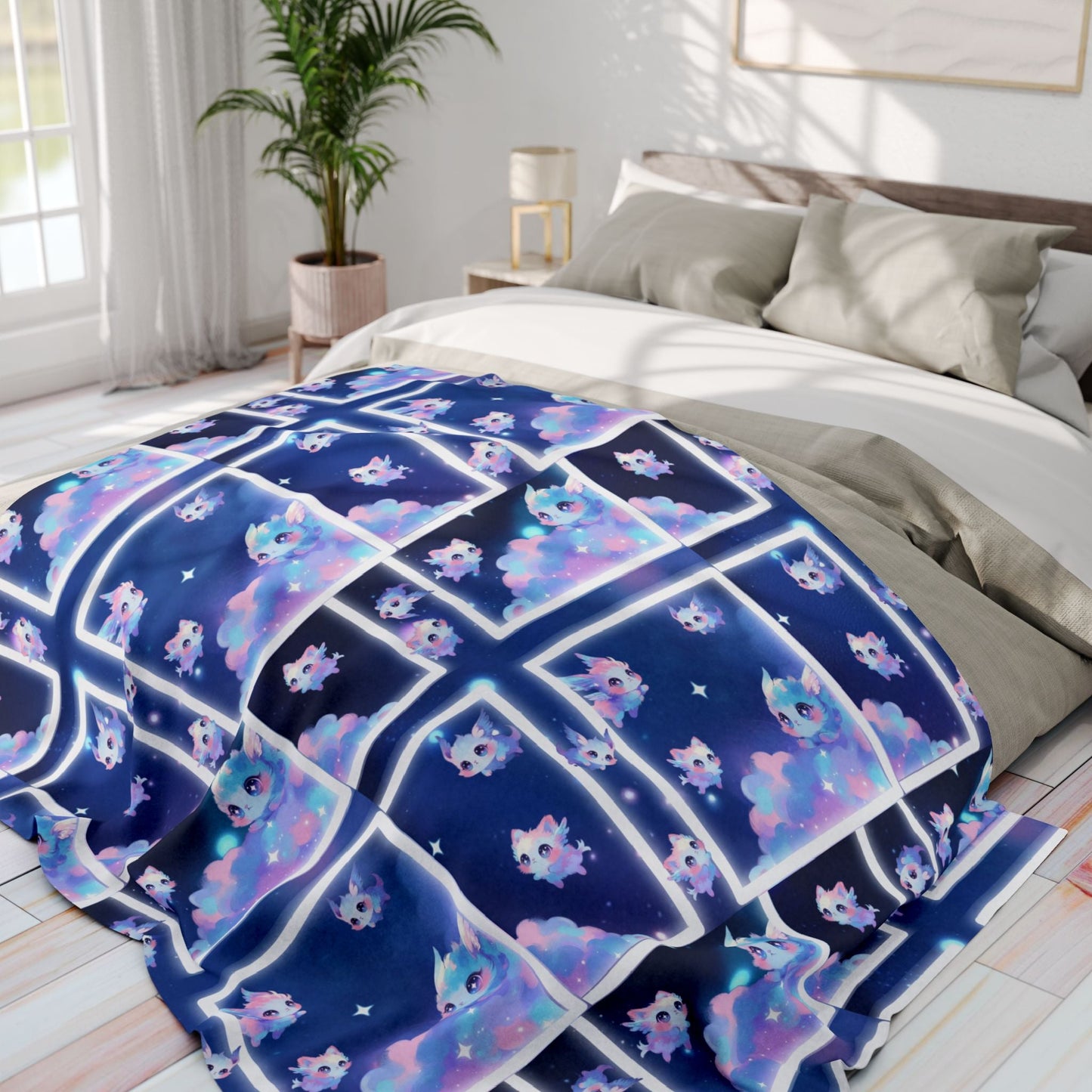 Cloud Kitty Sprites, Arctic Fleece Blanket Printify