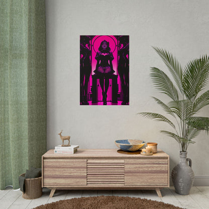 Neon Noir Femme Fatale Poster — Pink Gothic Art Print (Rolled Poster) Printify