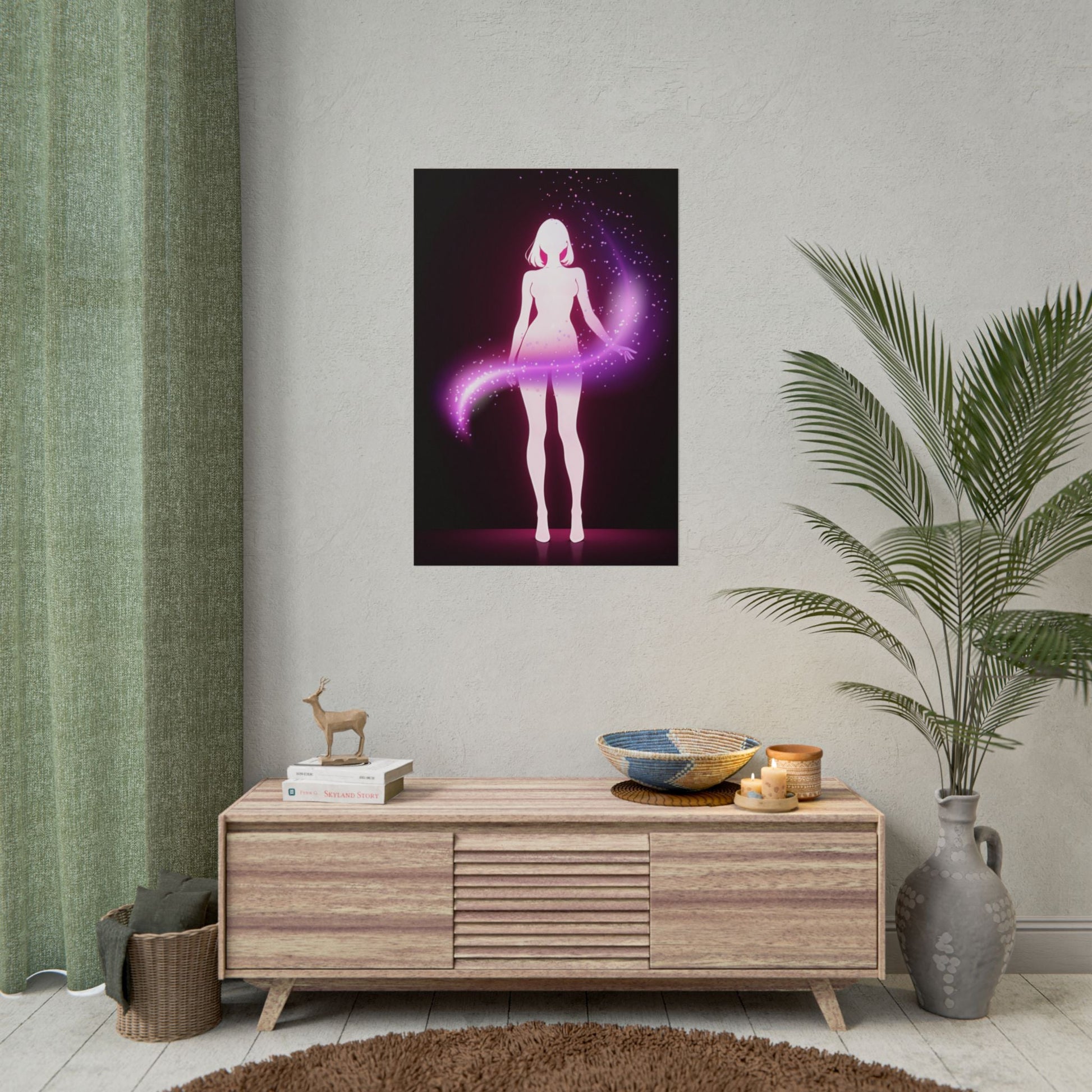 Magic Aura Poster — Pink Silhouette Fantasy Wall Art (Rolled Poster) Printify