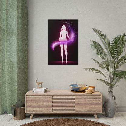 Magic Aura Poster — Pink Silhouette Fantasy Wall Art (Rolled Poster) Printify