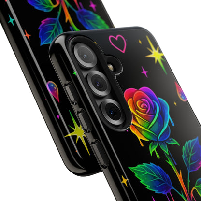 Rainbow Dripping Rose Phone Case | Tough Phone Cases Printify