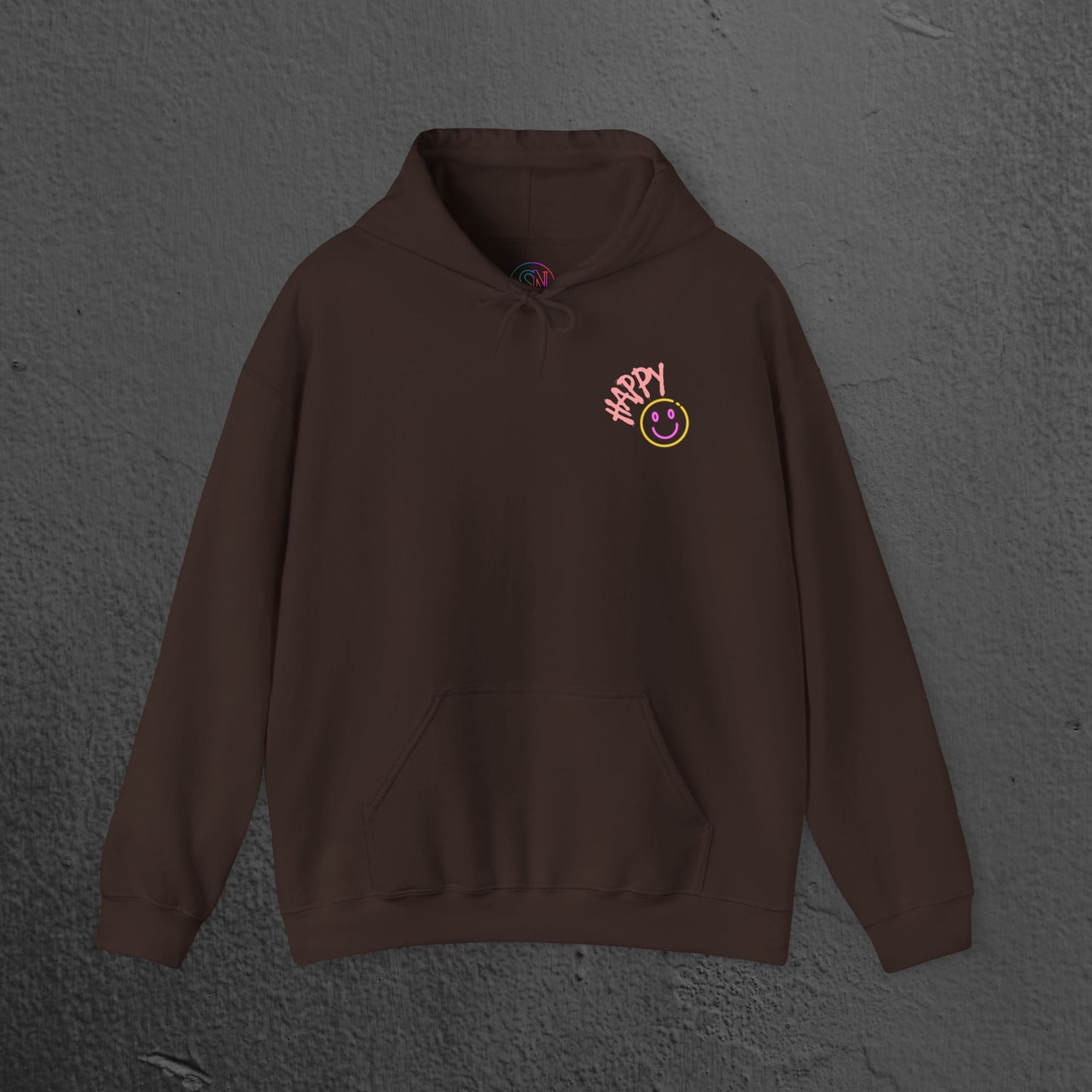 Neon Smiley Face Collage Hoodie Printify