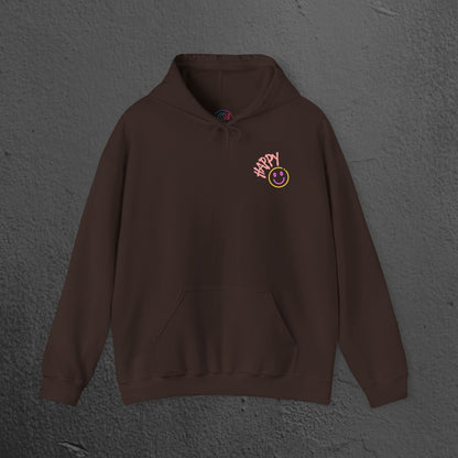 Neon Smiley Face Collage Hoodie Printify